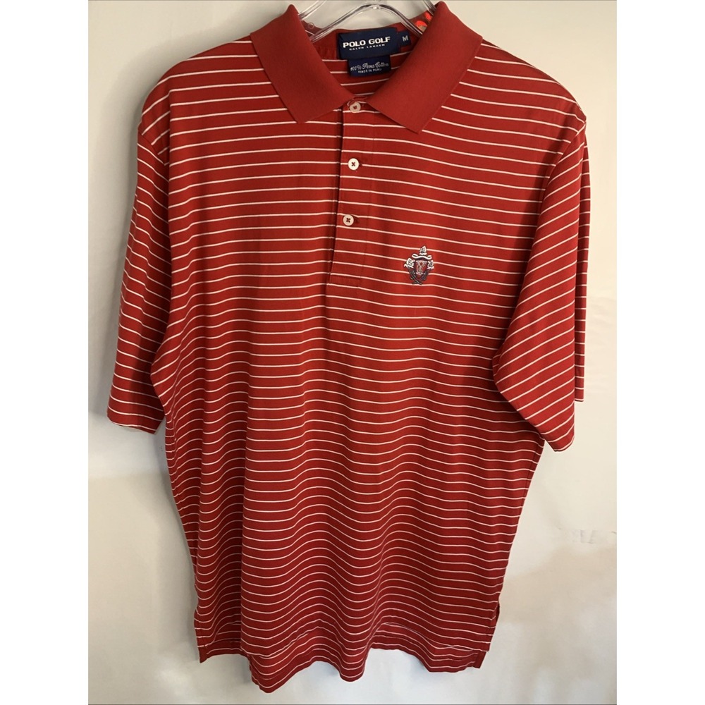 Polo Ralph Lauren Pima Soft Touch Stripe Red SS‎  Polo Shirt Size Medium Logo - Picture 2 of 6